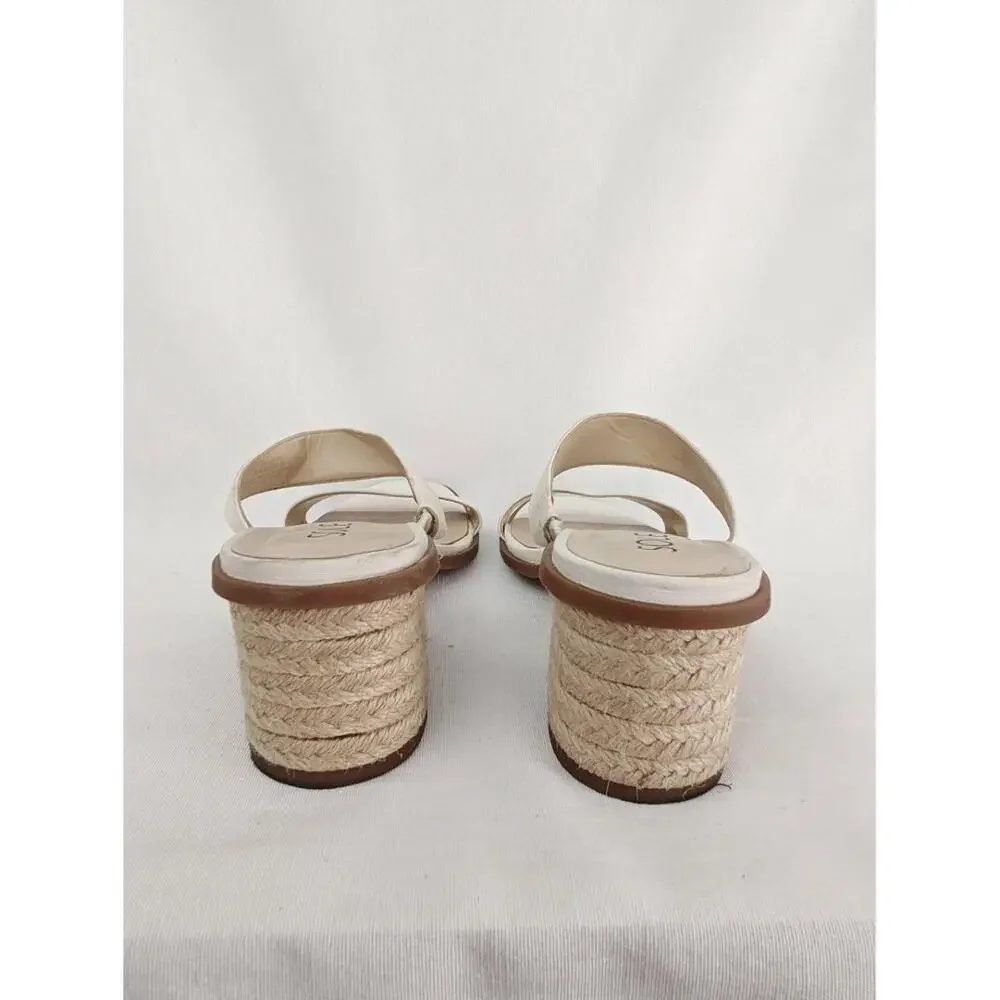 Sole Society LUNESPA Block Heel Sandals Two Strap Vegan Leather Jute Double 8.5‎